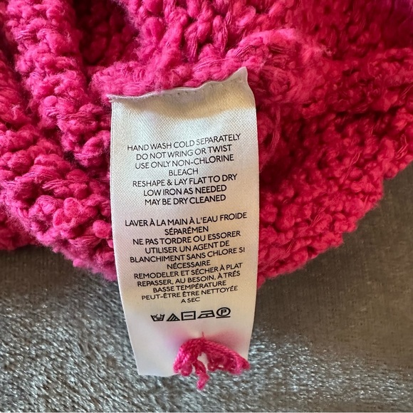 Anthropologie Cropped Mock Neck Knit Bell Sleeves Barbie Pink Sweater Size M - Picture 11 of 12